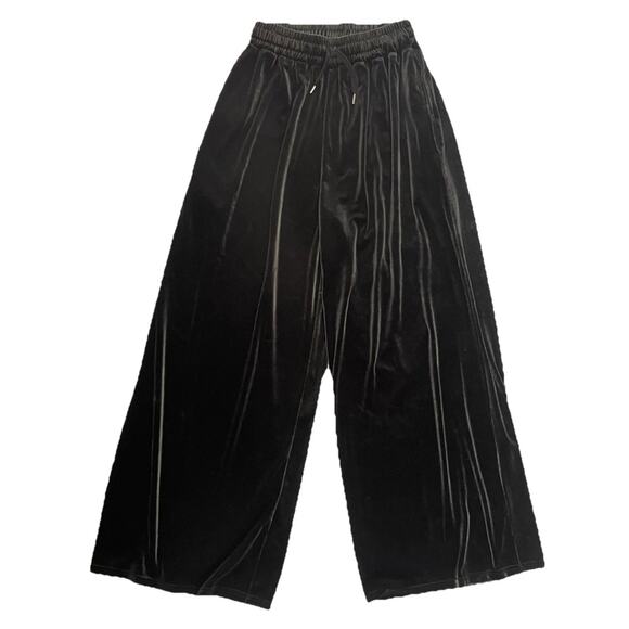 Hidden Forest Pants Womens M Green Velvet Flare Leg Pull On Boho Hippie Heavy - Picture 1 of 9